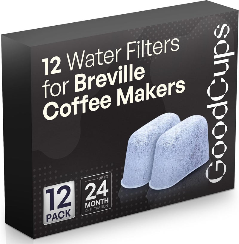 GoodCups 12 Water Filters for Breville Espresso Machines - Replacement Charcoal Filters for Breville Coffee Makers (BWF100 Compatible) - Image 1